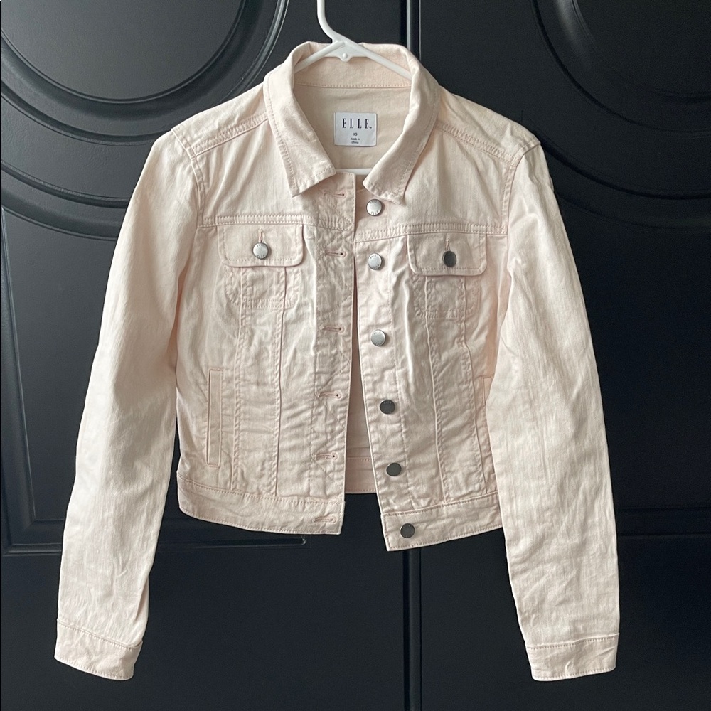Elle Blush Pink Cropped Jean  Jacket
